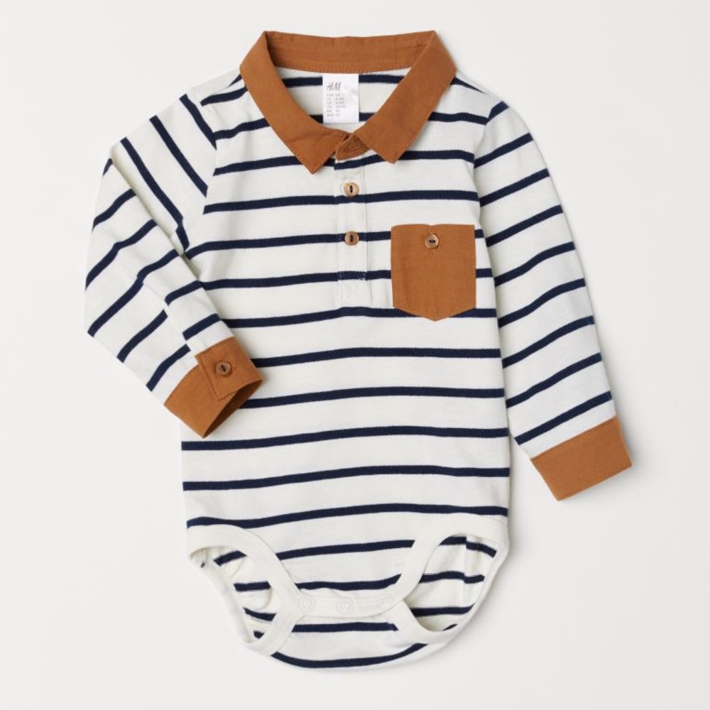 Collared Striped Bodysuit